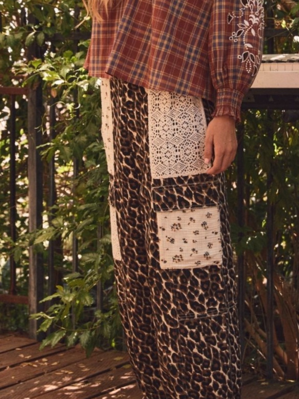 #1194 Leapord Pants lace patchwork - Picture 2 of 5